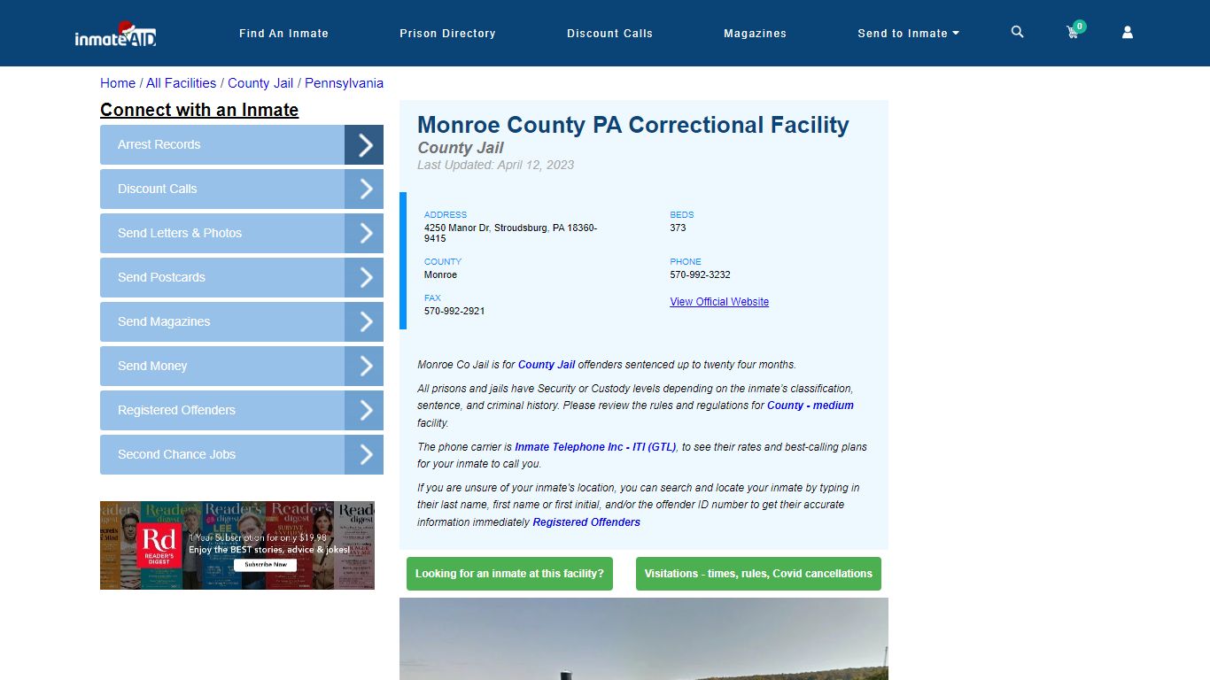 Monroe County PA Correctional Facility - Inmate Locator - Stroudsburg, PA